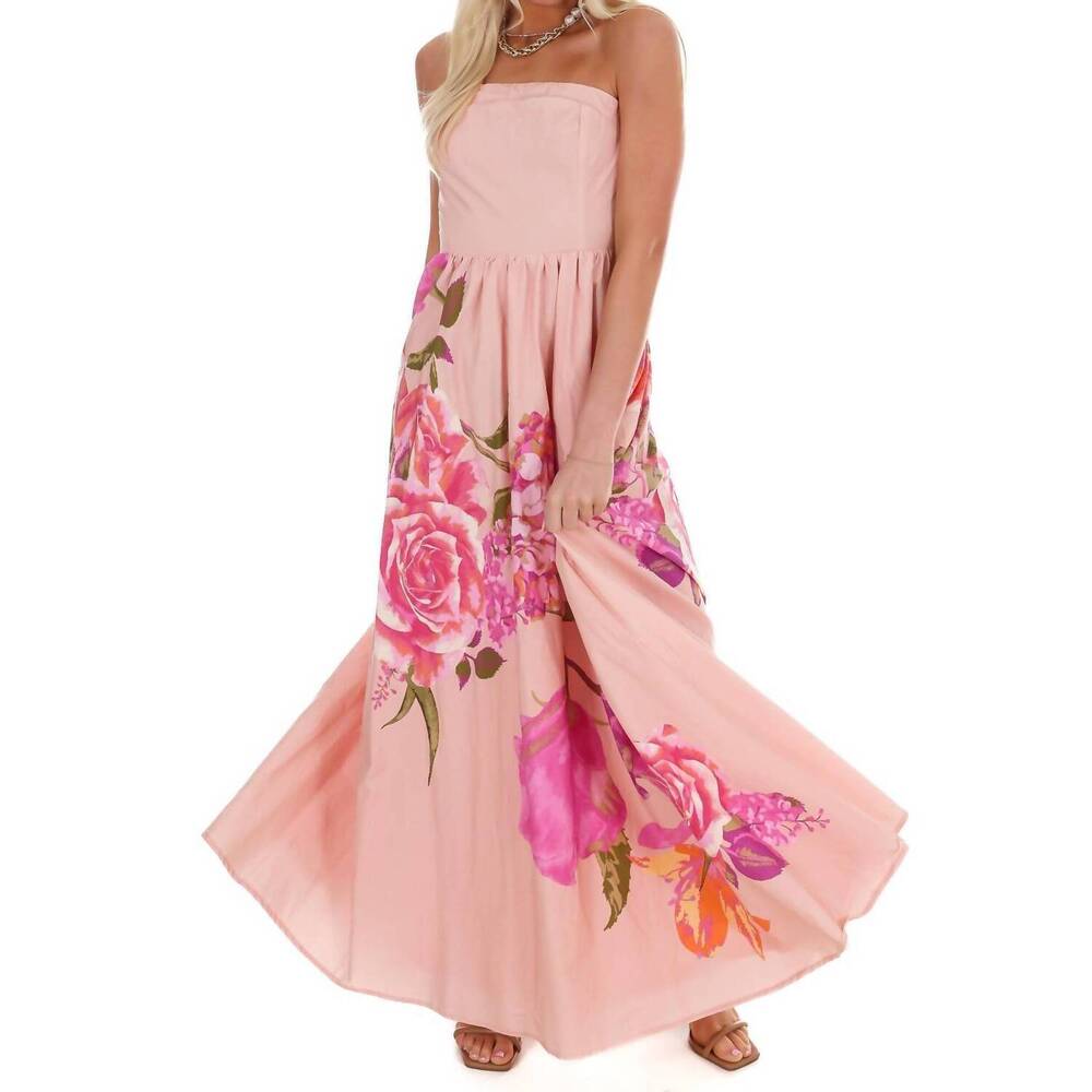 NEW FLYING TOMATO flower market strapless maxi dress in light pink - Picture 6 of 7